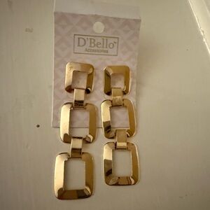 D'Bello Accessories Gold Tone Square Drop Earrings NWT